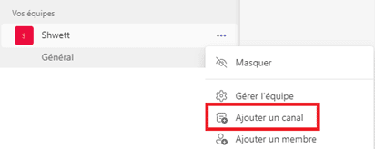 Adding a channel to set up monitoring notifications in Teams