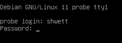User login when installing the Shwett monitoring probe