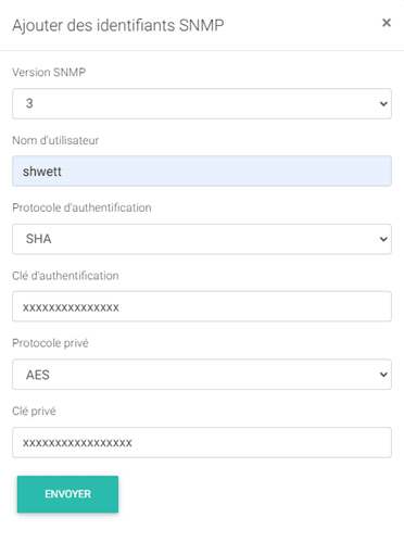 Ajout de la communauté SNMP dans l’extranet – Shwett