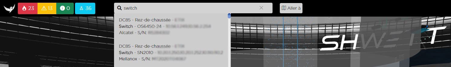 Barre de recherche supervision 3D Shwett